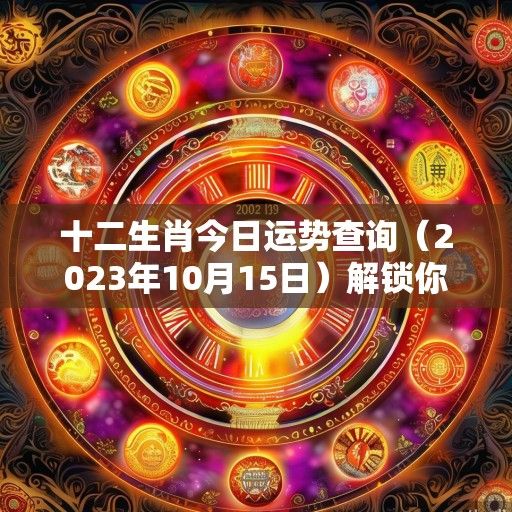 十二生肖今日运势查询(2023年10月15日)解锁你的每日幸运密码 十二生肖今日运势查询(2023年10月15日)解锁你的每日幸运密码